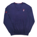 POLO GOLF RALPH LAUREN V-neck cotton knit sweater L Navy Pony Logo Embroidery Royal St George's