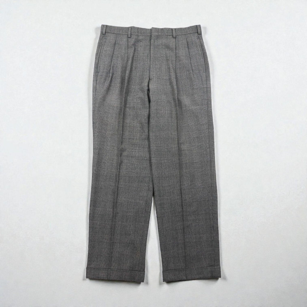 Brooks Brothers 2B Suit, Size L, Glen Check Wool, 2-Pleated, Wide Fit, Center Press