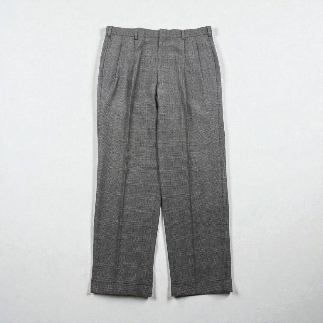 Brooks Brothers 2B Suit, Size L, Glen Check Wool, 2-Pleated, Wide Fit, Center Press