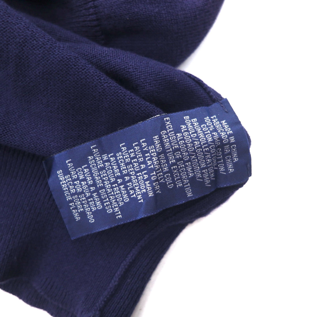 POLO GOLF RALPH LAUREN V-neck cotton knit sweater L Navy Pony Logo Embroidery Royal St George's