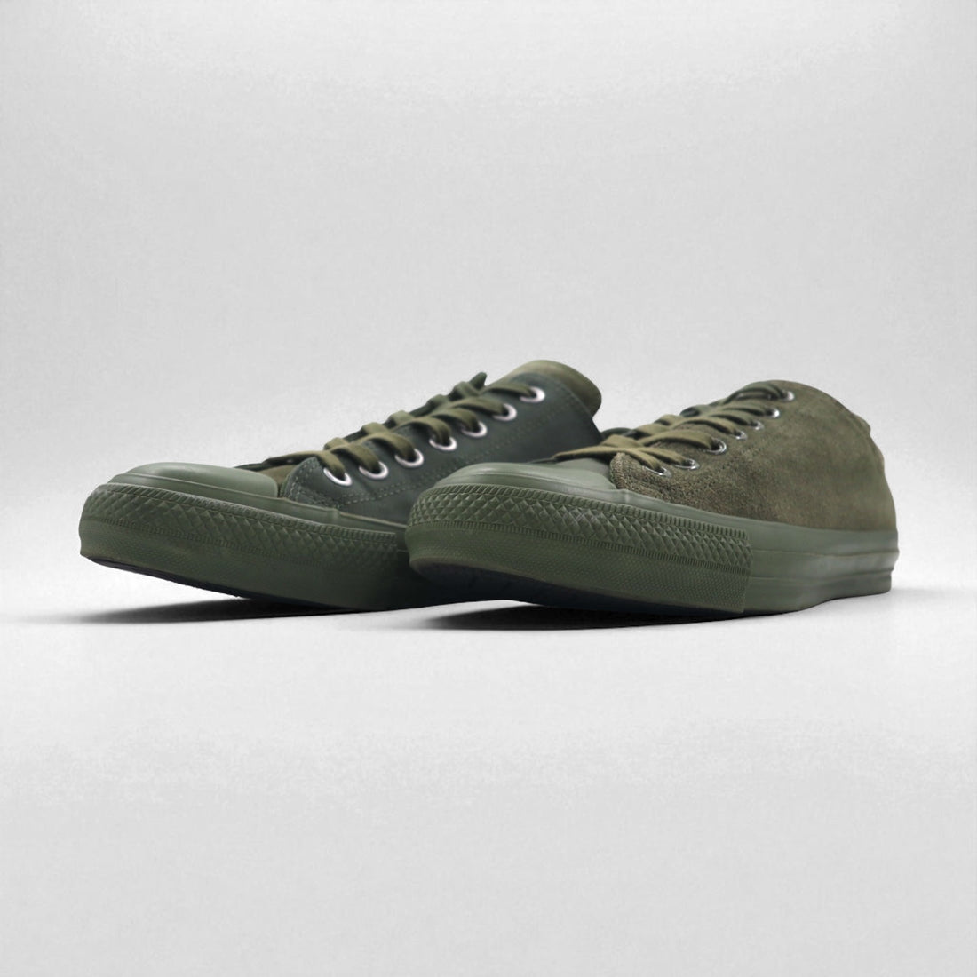 CONVERSE x ENGINEERED GARMENTS x BEAMS+ ALL STAR 100 OX Sneakers, Size 27cm, Khaki, Suede, Leather, Canvas, 1CL016, Unused
