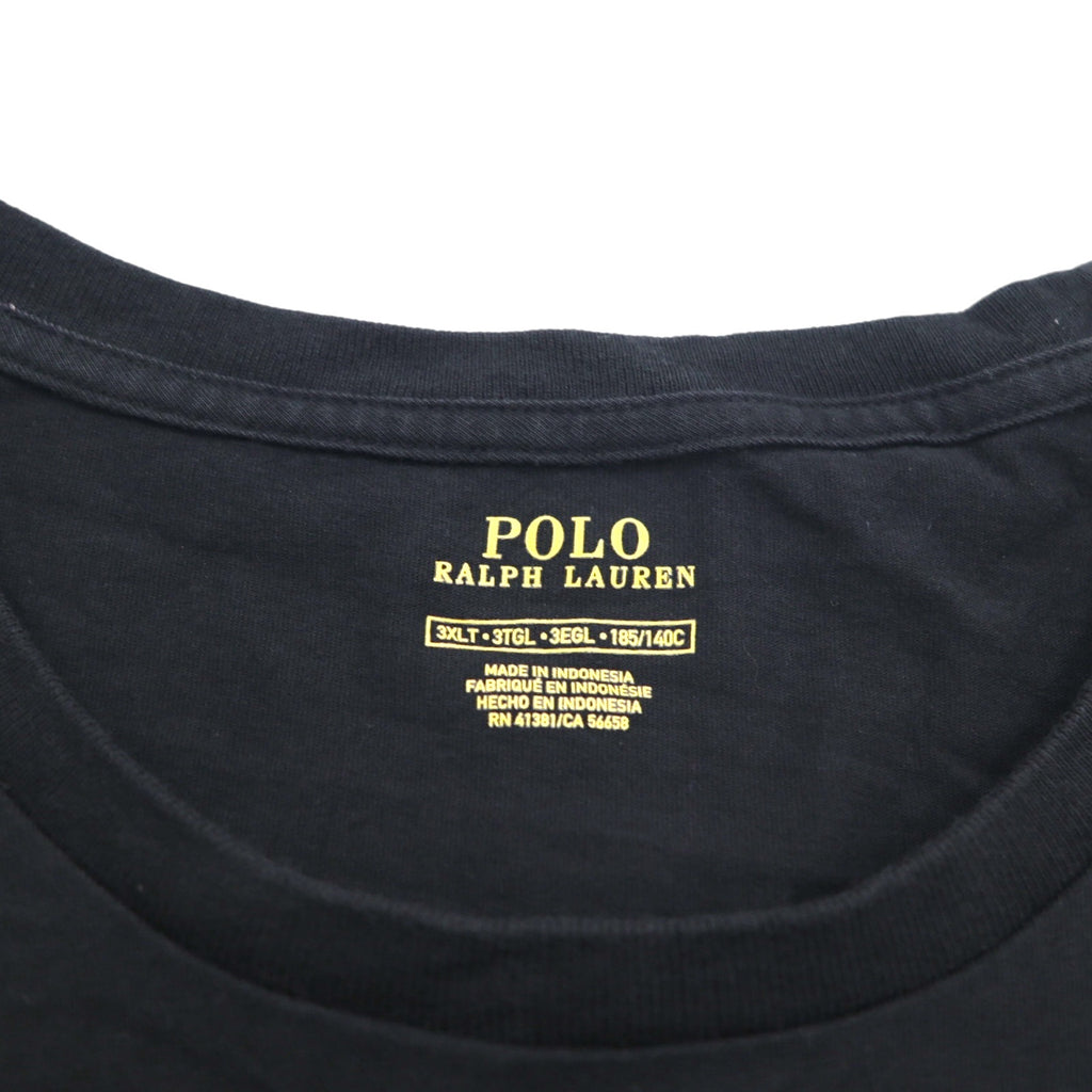 POLO RALPH LAUREN Small Pony Embroidered T-Shirt 3XL Big Size Black Cotton