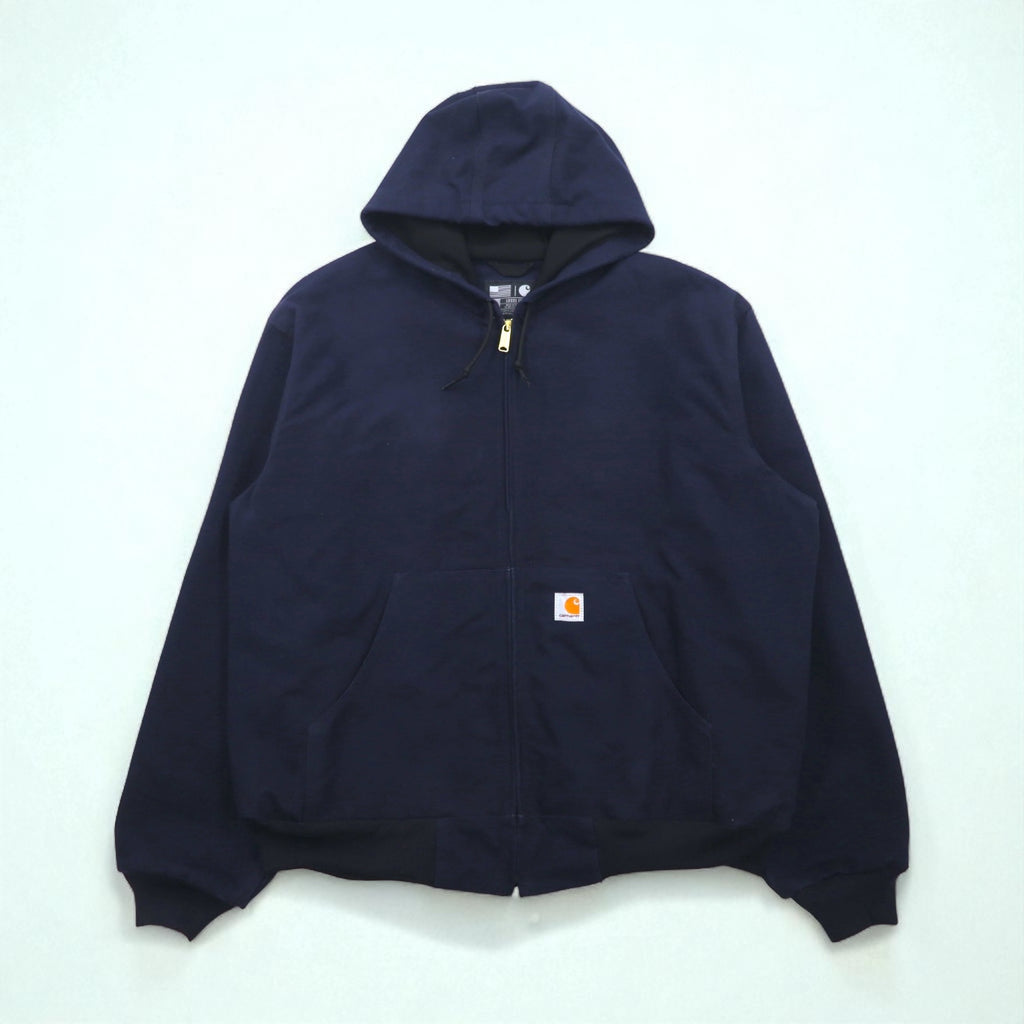 Carhartt USA製 ルーズフィット LOOSE FIT ダック アクティブジャケット フルジップパーカー 2XL ネイビー UFCW J131
