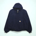 Carhartt USA製 ルーズフィット LOOSE FIT ダック アクティブジャケット フルジップパーカー 2XL ネイビー UFCW J131