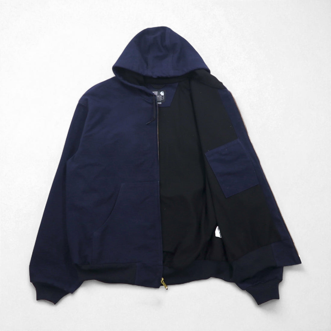 Carhartt USA製 ルーズフィット LOOSE FIT ダック アクティブジャケット フルジップパーカー 2XL ネイビー UFCW J131