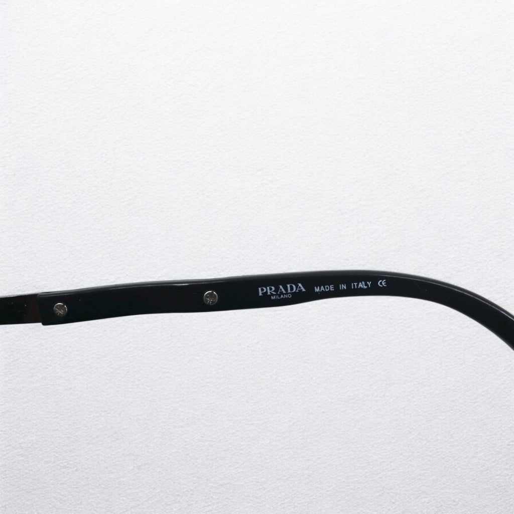 PRADA Oval Minimal Frame Sunglasses Black Metal Mode P302 Made in Italy