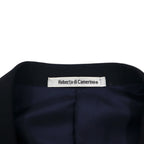 90s Japan Vintage Double-Breasted Blazer by Roberta di Camerino, Made in Japan, Navy Blue, Wool Gabardine, Gold Buttons, Size XL