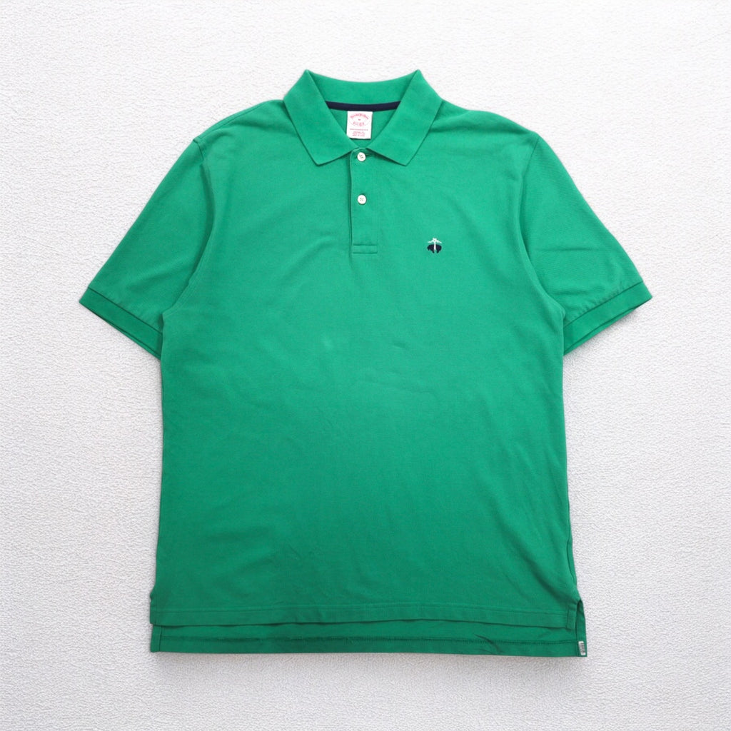 Brooks Brothers Original Fit Polo Shirt M Green Cotton Pique Single Logo Embroidery
