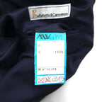 90s Japan Vintage Double-Breasted Blazer by Roberta di Camerino, Made in Japan, Navy Blue, Wool Gabardine, Gold Buttons, Size XL