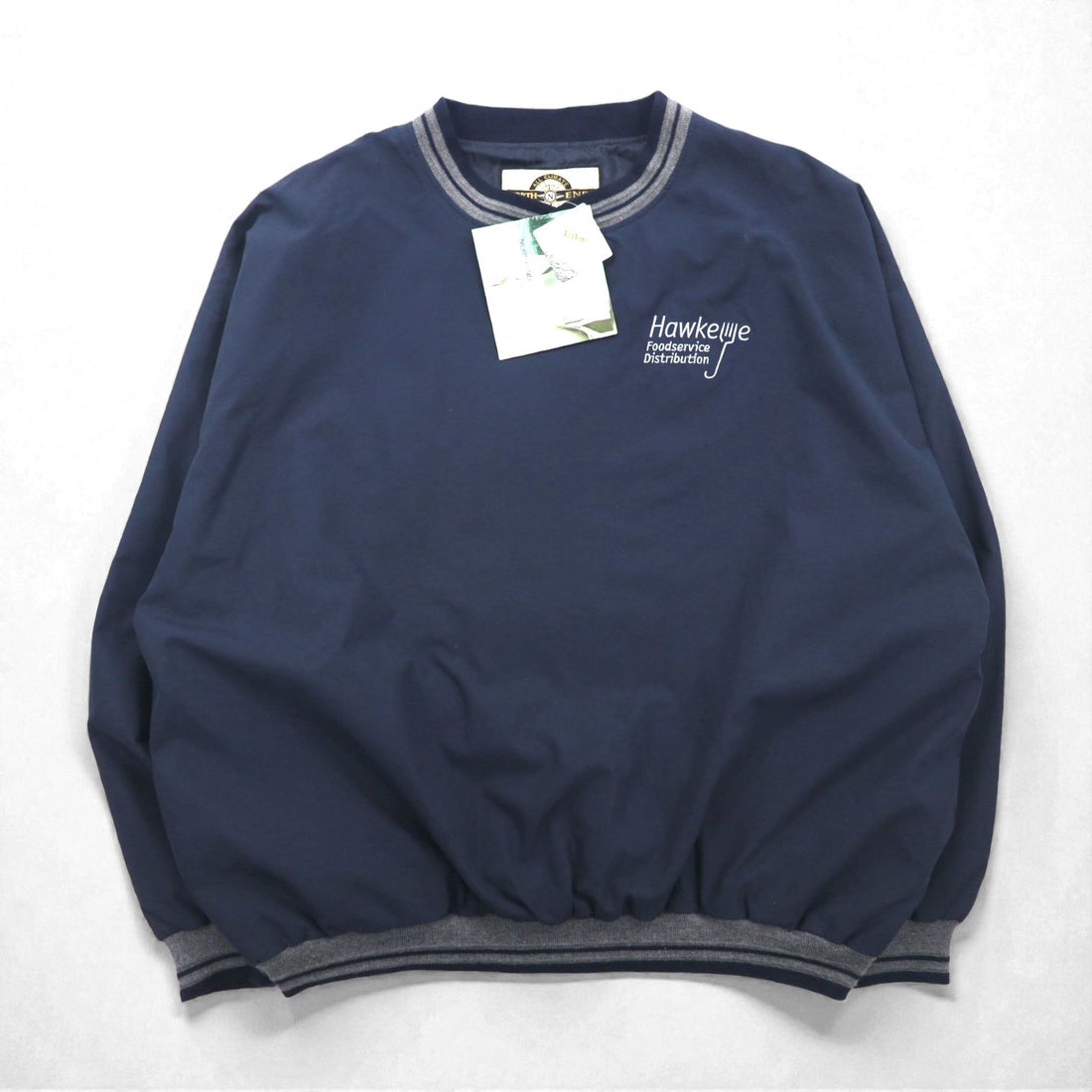 NORTH END ピステ リブライン プルオーバー ナイロンジャケット ジャージ XL ネイビー 防水 Teflon US企業 ワンポイント刺繡 未使用品