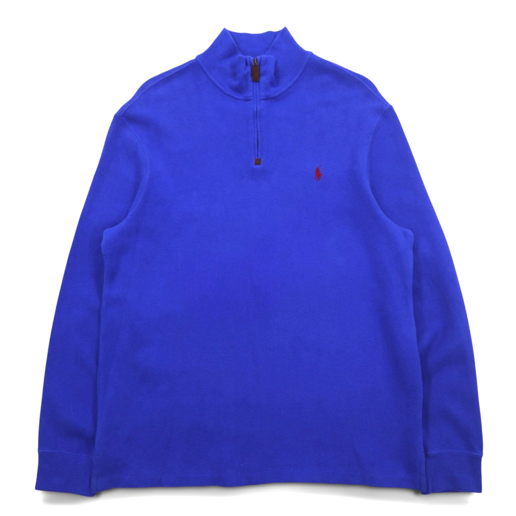 POLO RALPH LAUREN ハーフジップ スウェット L ブルー コットン スモールポニー刺繍