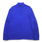 POLO RALPH LAUREN ハーフジップ スウェット L ブルー コットン スモールポニー刺繍