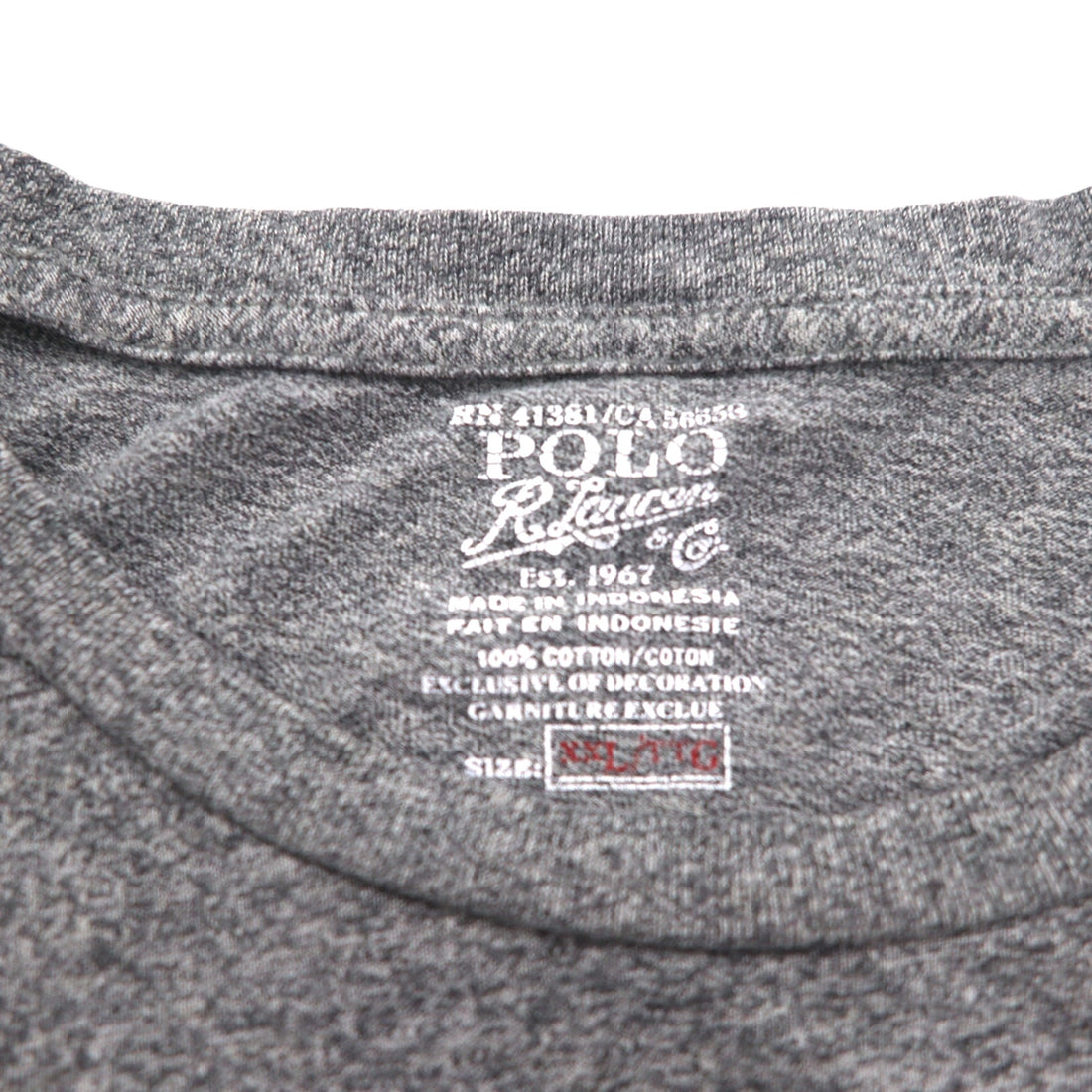 POLO RALPH LAUREN Small Pony Embroidered T-Shirt 2XL Grey Cotton