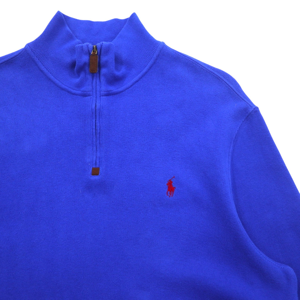 POLO RALPH LAUREN ハーフジップ スウェット L ブルー コットン スモールポニー刺繍