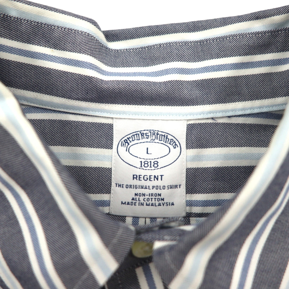Brooks Brothers REGENT Button-Down Shirt, Size L, Gray, Striped, Non-Iron, Cotton