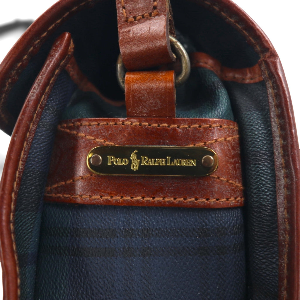 Polo Ralph Lauren Black Watch Shoulder Bag Green PVC Leather Check
