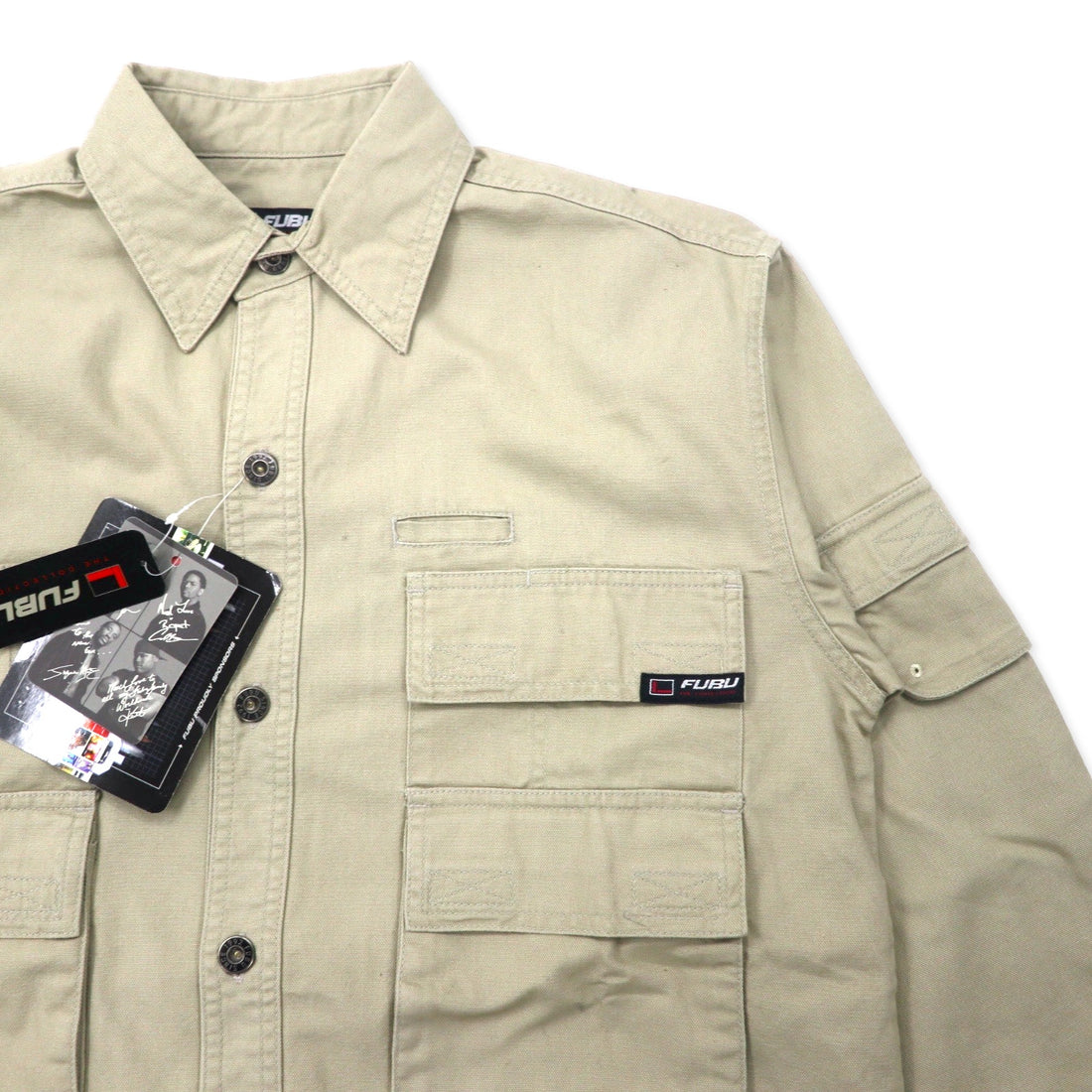 FUBU 00's Utility Work Shirt M Beige Cotton Big Size Unused Item
