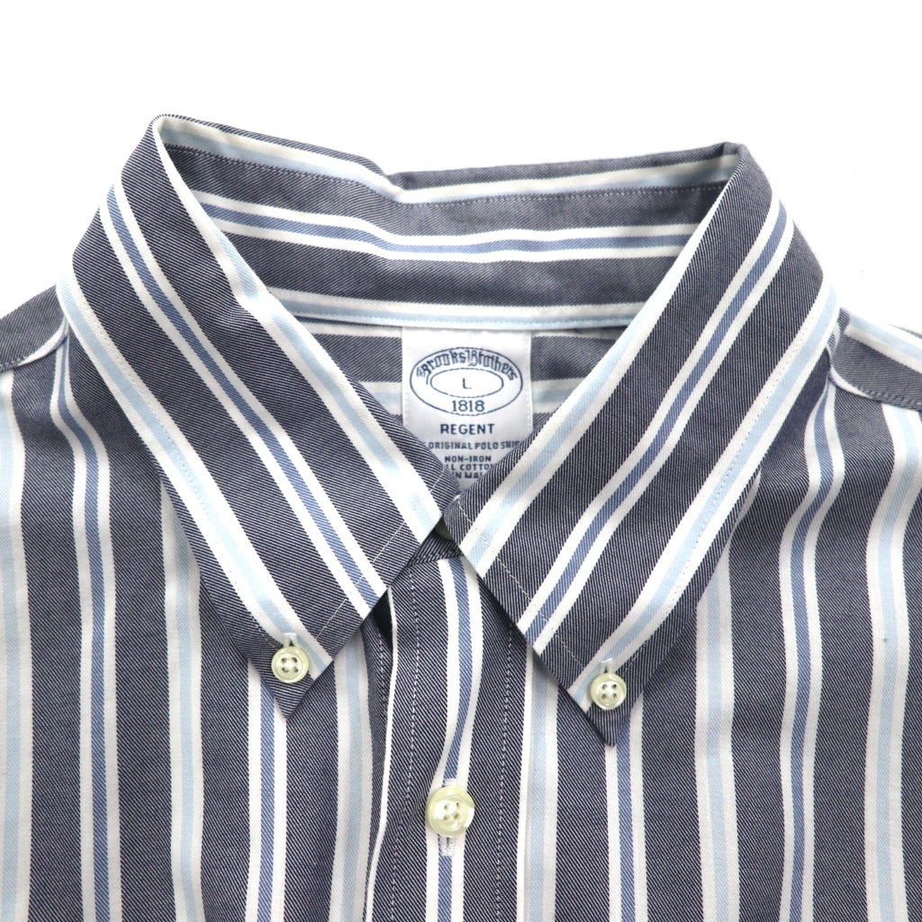 Brooks Brothers REGENT Button-Down Shirt, Size L, Gray, Striped, Non-Iron, Cotton