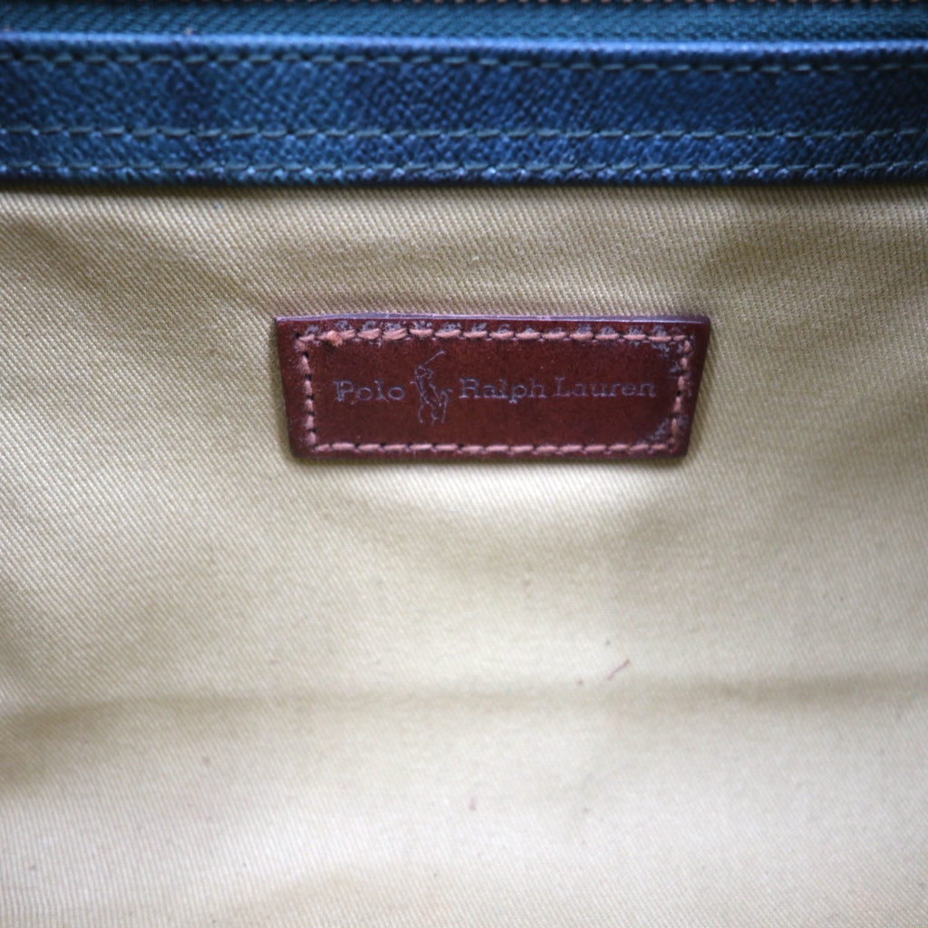 Polo Ralph Lauren Black Watch Shoulder Bag Green PVC Leather Check