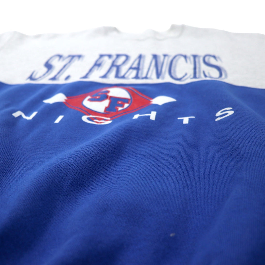 Dodger USA 90's College Print Sweatshirt L Gray Blue Cotton ST. FRANCIS