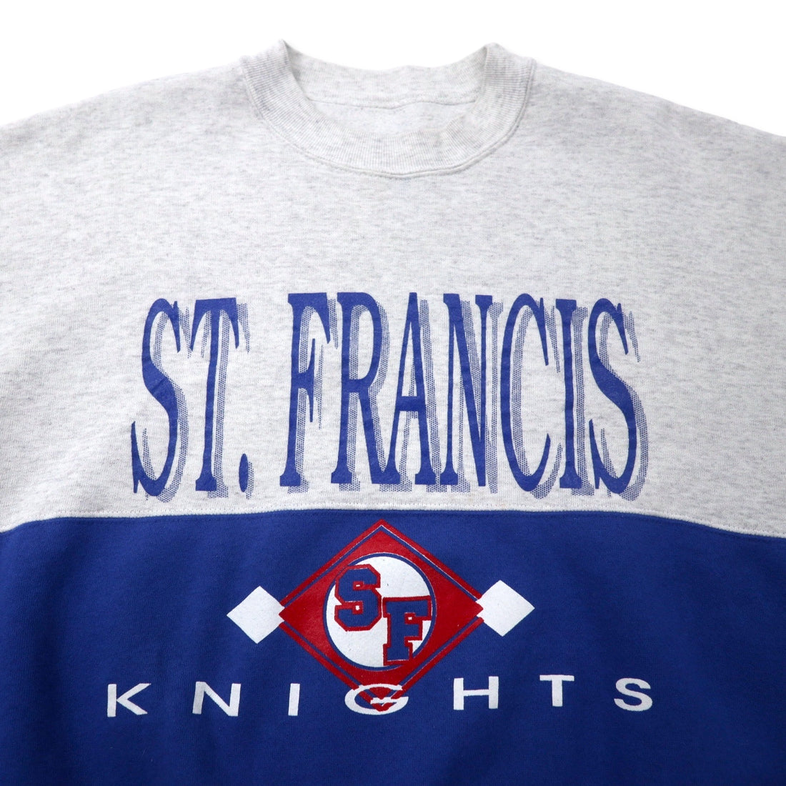 Dodger USA 90's College Print Sweatshirt L Gray Blue Cotton ST. FRANCIS