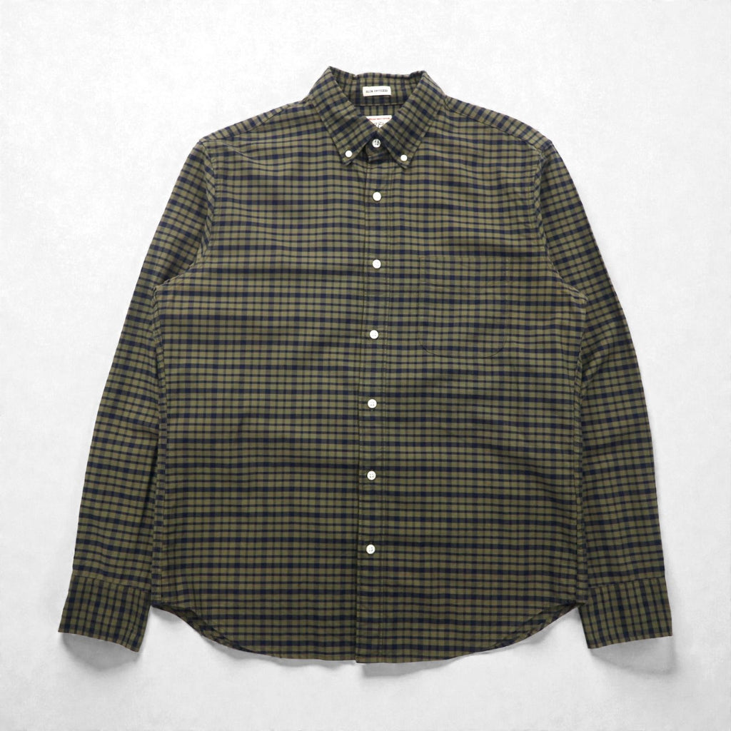 J.CREW アメリカンピマコットン ボタンダウン シャツ M カーキ チェック 胸ポケット SLIM UNTUCKED