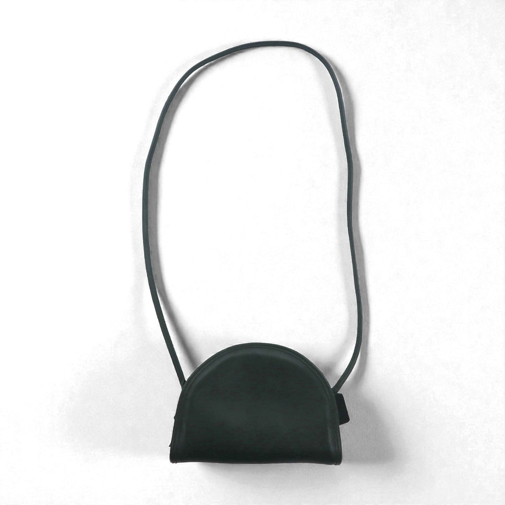 COACH Old Made in USA Half Moon Shoulder Bag Black Leather and Cowhide 9911