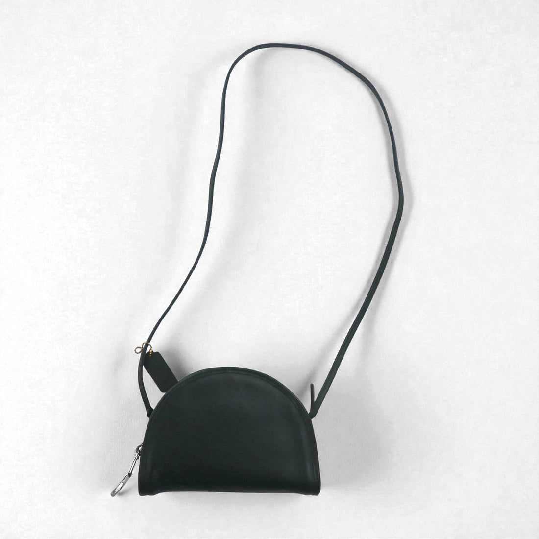 COACH Old Made in USA Half Moon Shoulder Bag Black Leather and Cowhide 9911