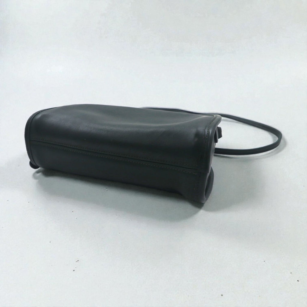 COACH Old Made in USA Half Moon Shoulder Bag Black Leather and Cowhide 9911