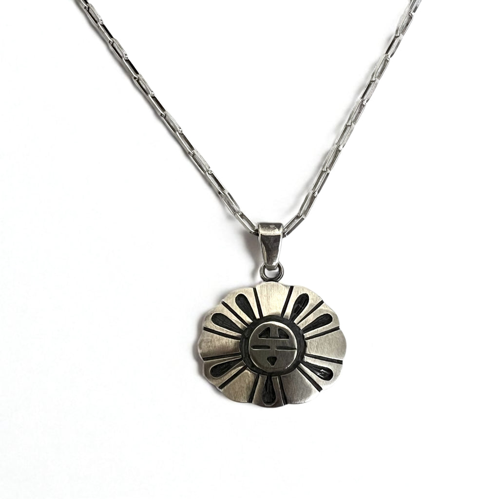Hopi Vintage Indian Jewelry Necklace, Hopi Indian Jewelry, Sun Face Necklace, Silver 925, Tribal