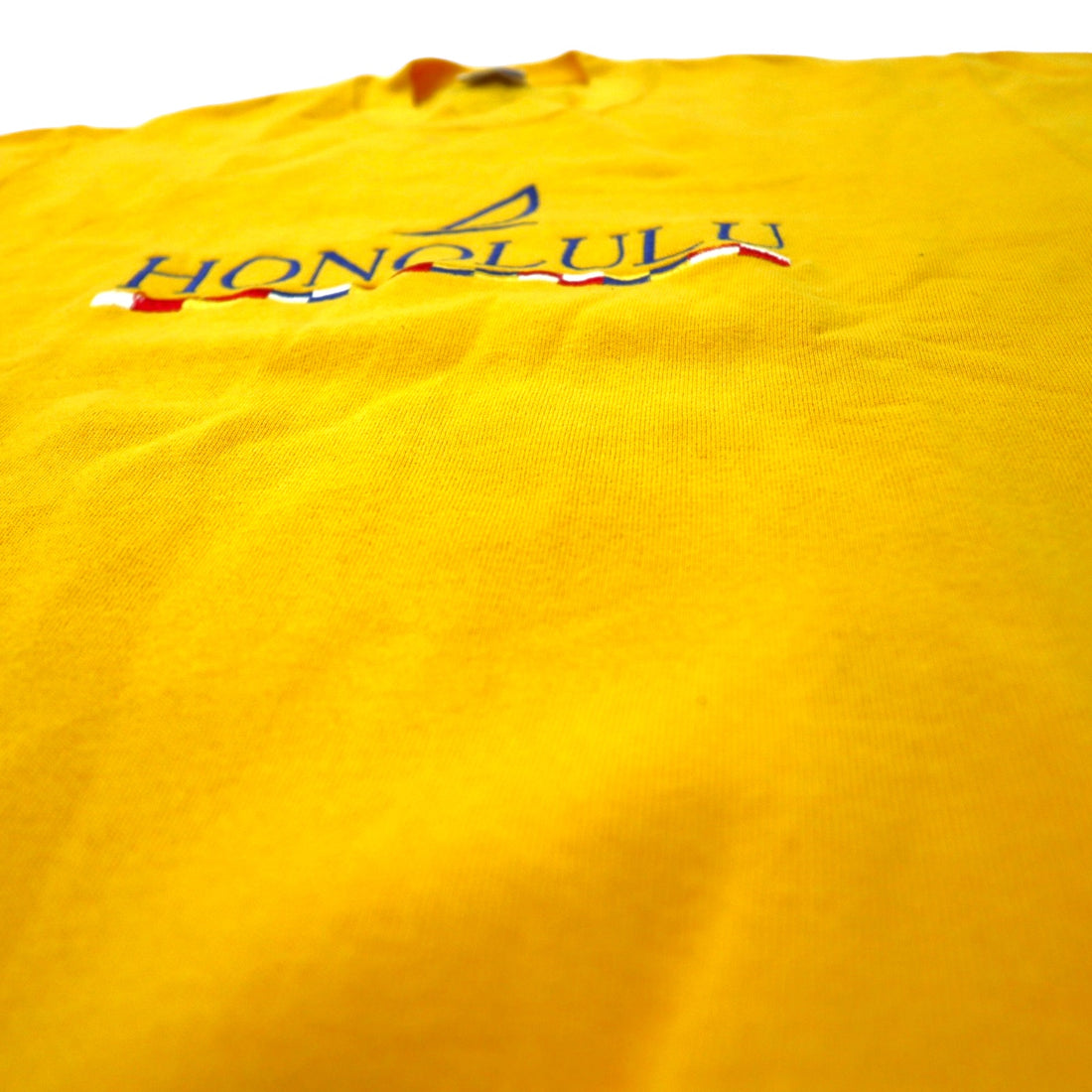 Crazy Shirts USA Made 90s Embroidered Sweatshirt S Yellow Cotton Fleece Lining HONOLULU