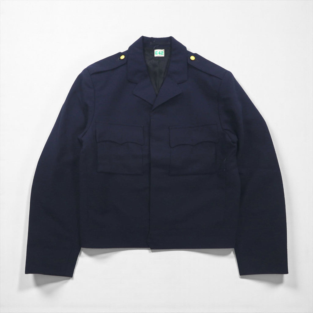 70s Swedish Vintage Military Uniform Ike Jacket, Euro, Size S, Short, with Epaulettes and Gold Buttons, CBV, KARLSKRONA, 70s, Army