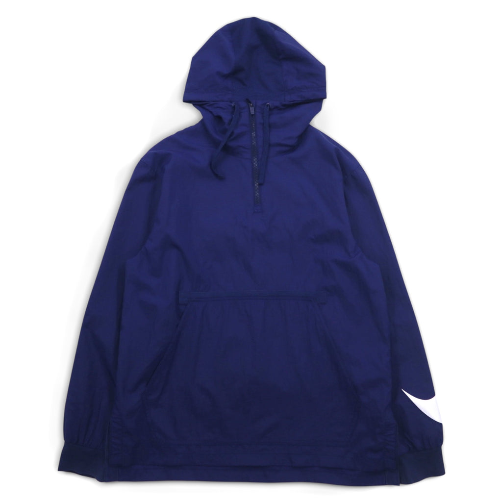 NIKE Half Zip Anorak Parka M Navy Sleeve Logo Swoosh NSW JKT HD WVN PKBL 833867-429