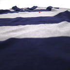 POLO RALPH LAUREN Striped Polo Shirt L Gray Navy Cotton Pique Small Pony Embroidery