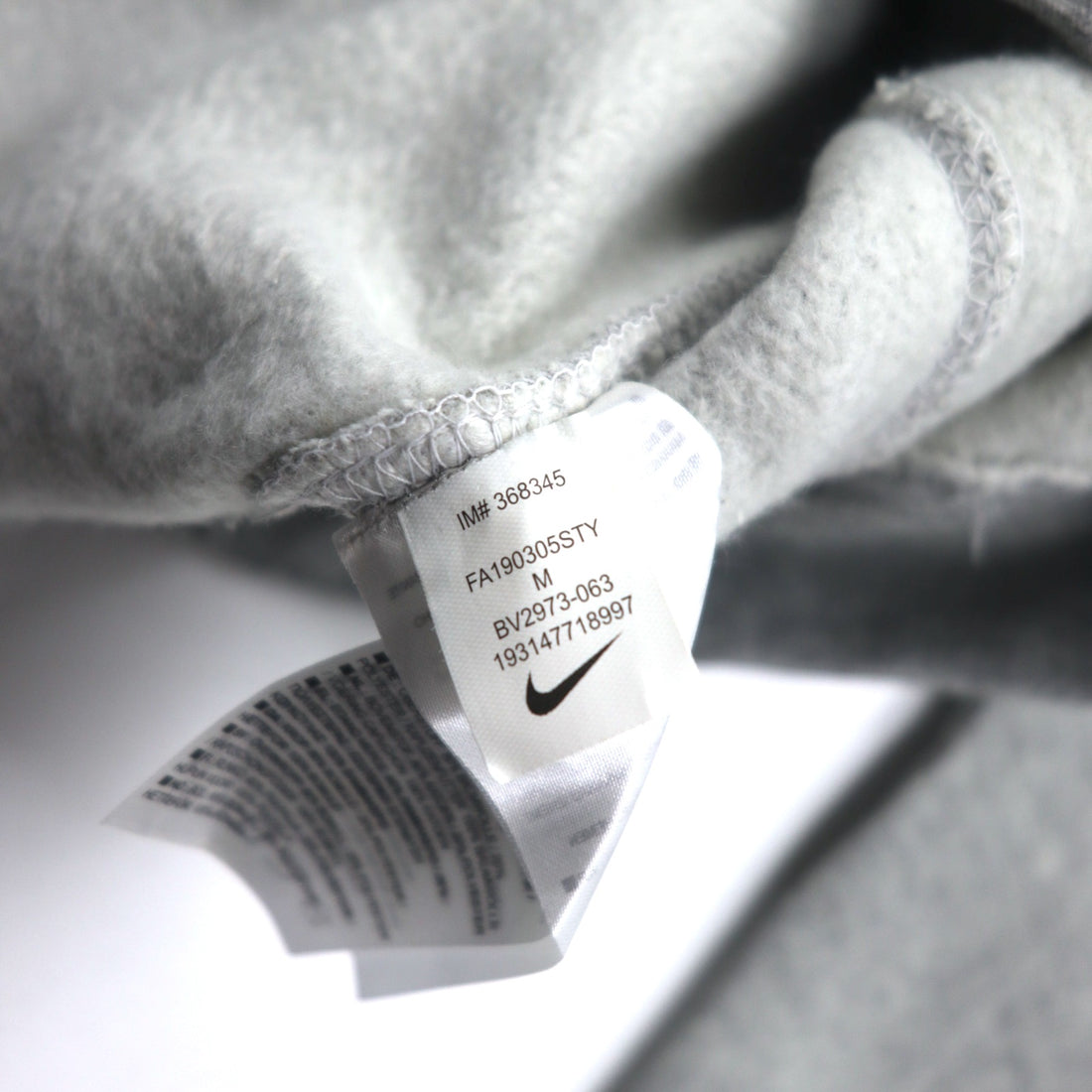 NIKE Swoosh Logo Print Pullover Hoodie M Grey NSW CLUB HOODIE BV2973-063 Made in Pakistan Unused