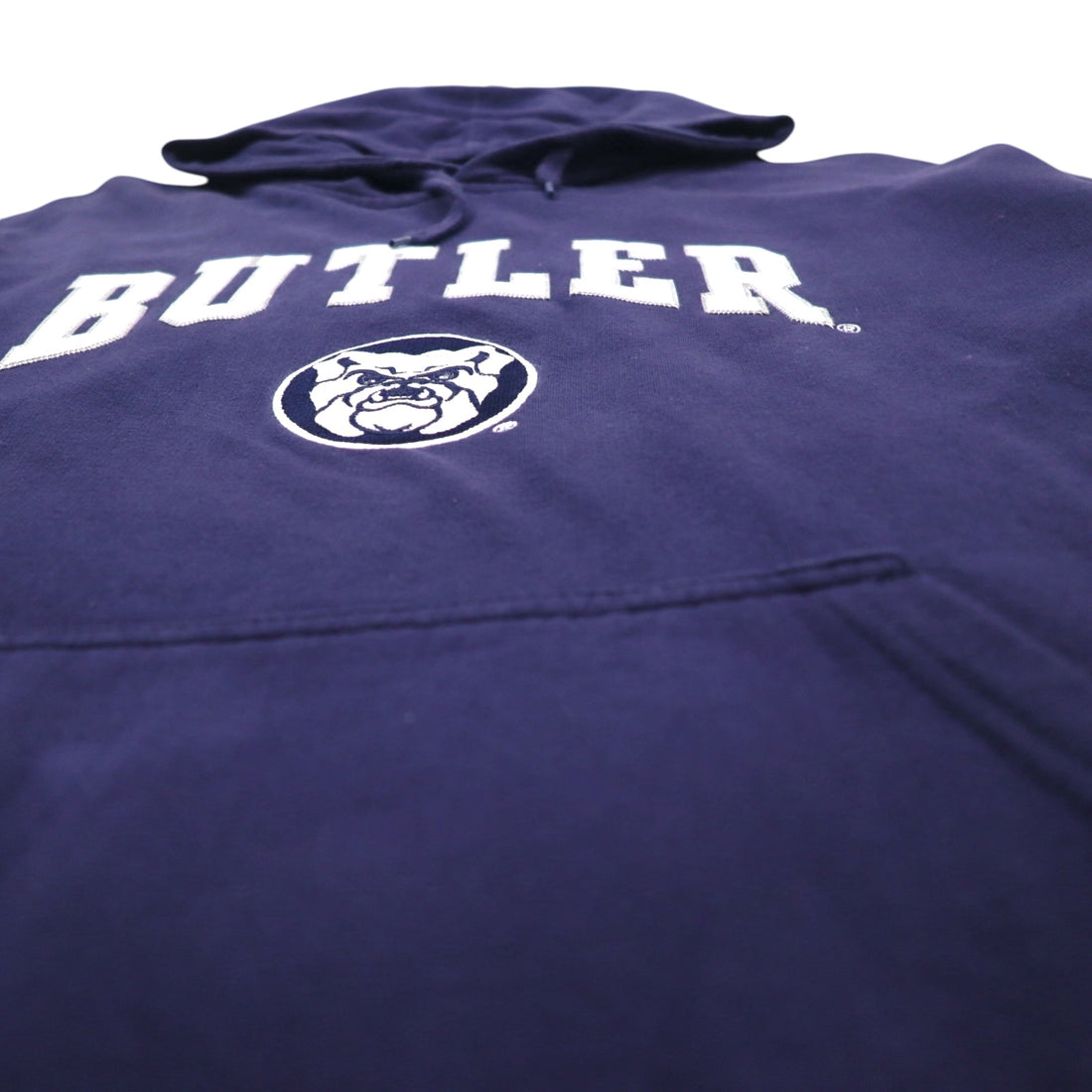 GENUINE STUFF College Arch Logo Hoodie, 2XL, Navy Cotton, Kangaroo Pocket, BUTLER