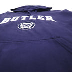GENUINE STUFF College Arch Logo Hoodie, 2XL, Navy Cotton, Kangaroo Pocket, BUTLER
