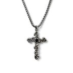 Vintage Silver Cross Necklace ヴィンテージ 浮き唐草彫り クロス 十字架 ネックレス ブラックオニキス シルバー 925