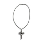 Vintage Silver Cross Necklace ヴィンテージ 浮き唐草彫り クロス 十字架 ネックレス ブラックオニキス シルバー 925