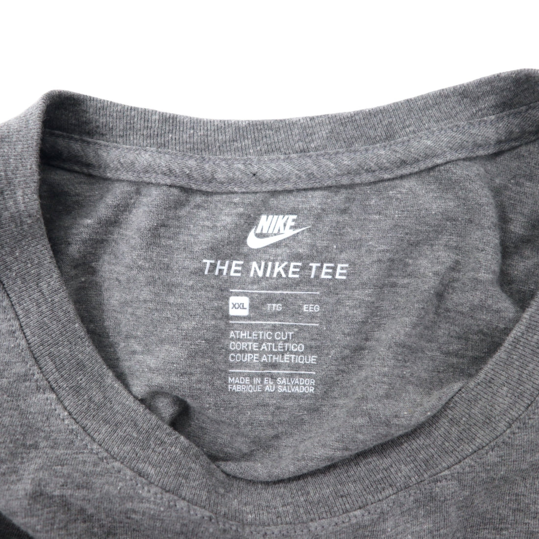 NIKE Swoosh Logo Print T-Shirt XXL Grey Cotton ATHLETIC CUT Big Size Made in El Salvador