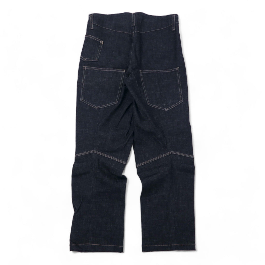 MARITHE FRANCOIS GIRBAUD 3D cut denim pants S Blue Dark navy Cotton Stretch Zipper fly Made in Japan