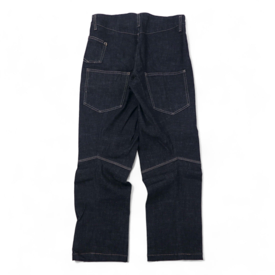 MARITHE FRANCOIS GIRBAUD 3D cut denim pants S Blue Dark navy Cotton Stretch Zipper fly Made in Japan