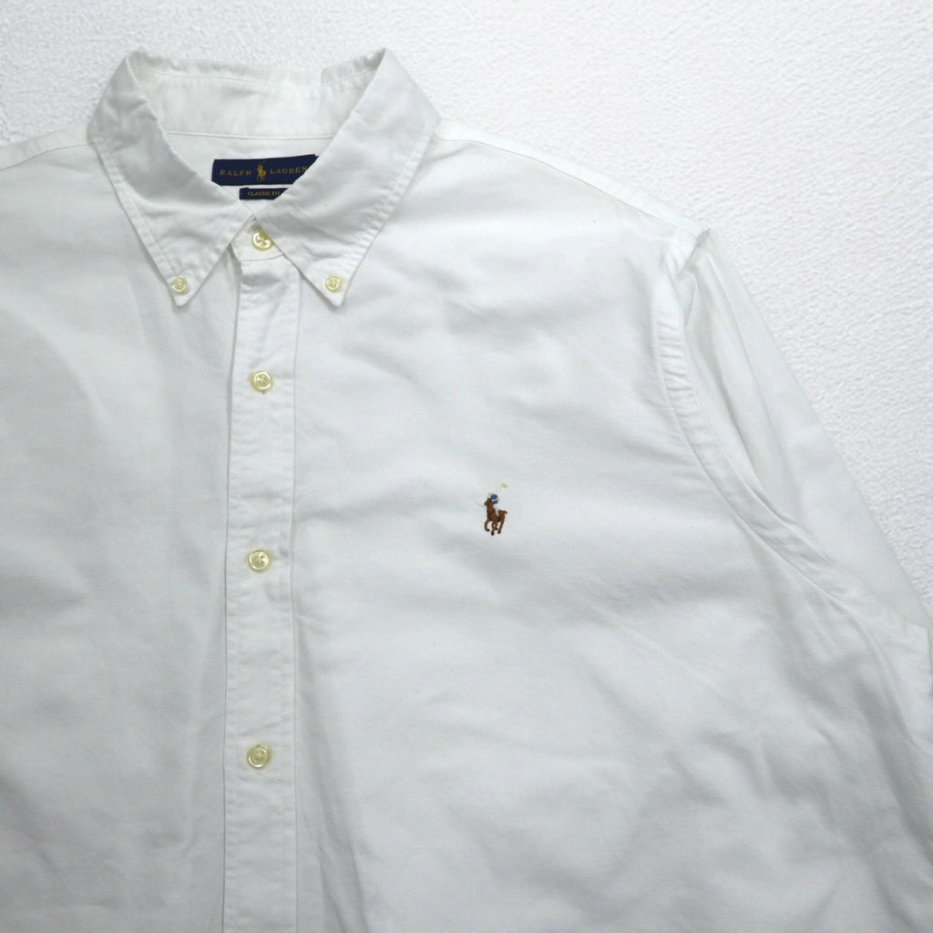 RALPH LAUREN オックスフォード ボタンダウンシャツ 2XL ホワイト CLASSIC FIT スモールポニー刺繍