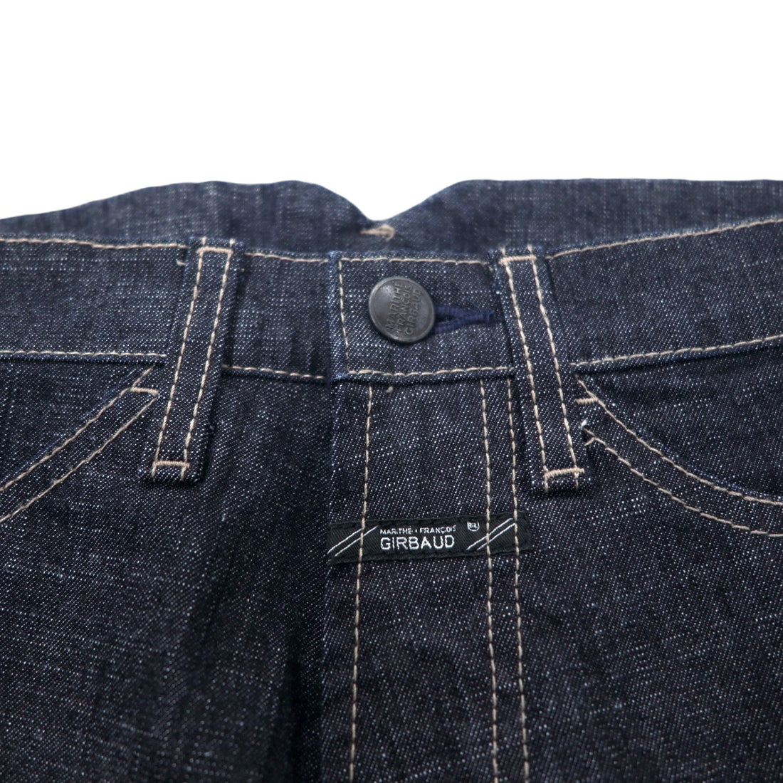 MARITHE FRANCOIS GIRBAUD 3D cut denim pants S Blue Dark navy Cotton Stretch Zipper fly Made in Japan