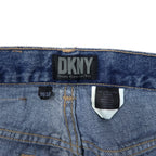 DKNY (Donna Karan New York) USA made 90s denim pants size 30 blue cotton zipper fly leather patch unused
