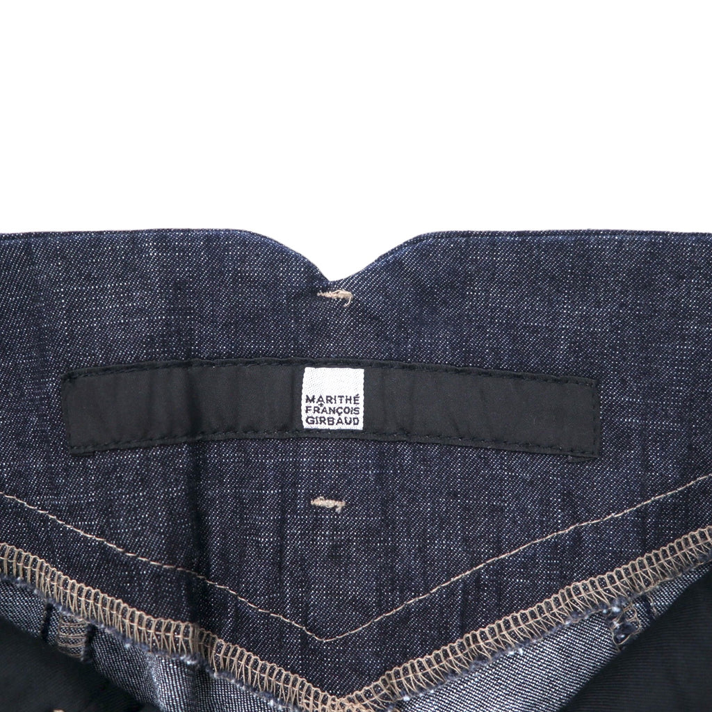 MARITHE FRANCOIS GIRBAUD 3D cut denim pants S Blue Dark navy Cotton Stretch Zipper fly Made in Japan