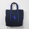 Polo Ralph Lauren Vintage Big Pony Canvas Tote Bag Navy Embroidery Zip