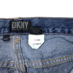DKNY (Donna Karan New York) USA made 90s denim pants size 30 blue cotton zipper fly leather patch unused