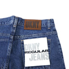 DKNY (Donna Karan New York) USA made 90s denim pants size 30 blue cotton zipper fly leather patch unused
