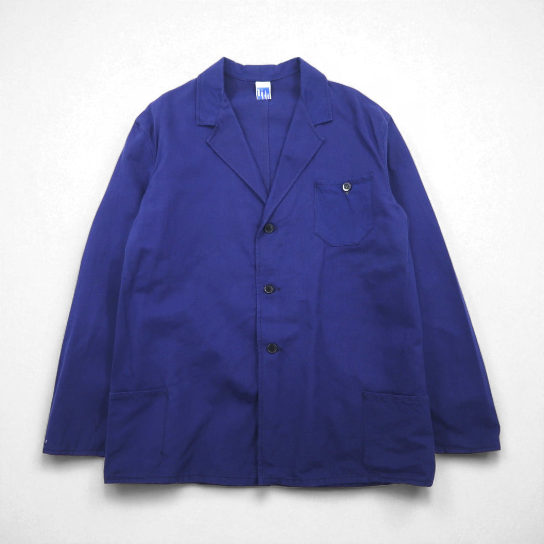Vintage 70s Italian Made Work Jacket by Fratelli Monti. 70s Italian Euro Work Coverall, Size XL, Blue. SANFOR.